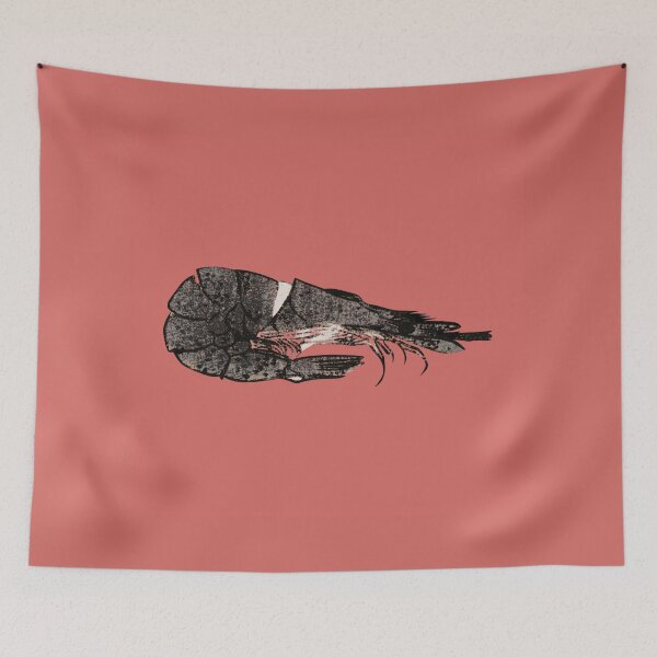 Item preview, Japanese Modern Ukiyo-e art - Shrimp - japandi, Pink designed and sold by Black Swallow.