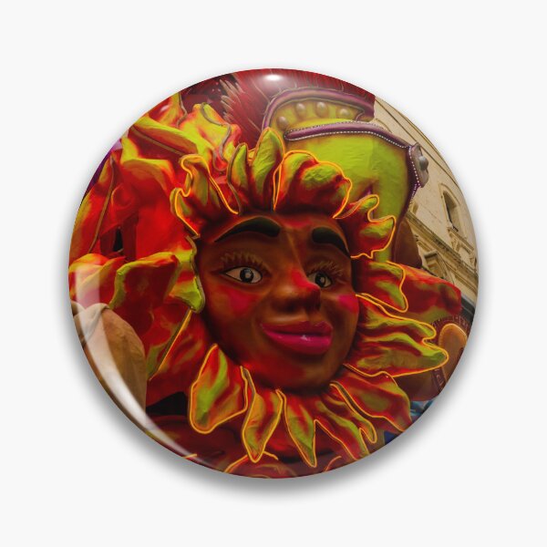 Item preview, Colorful Carnival Parade Float With Sun Face Sculpture Amid Historic Street Celebration designed and sold by Nmallia.