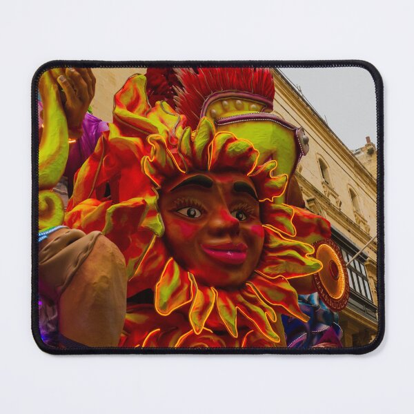 Item preview, Colorful Carnival Parade Float With Sun Face Sculpture Amid Historic Street Celebration designed and sold by Nmallia.
