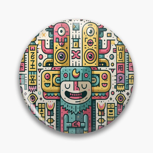 Item preview, Vibrant Folk Art Abstract Machine Totem designed and sold by Romgora.