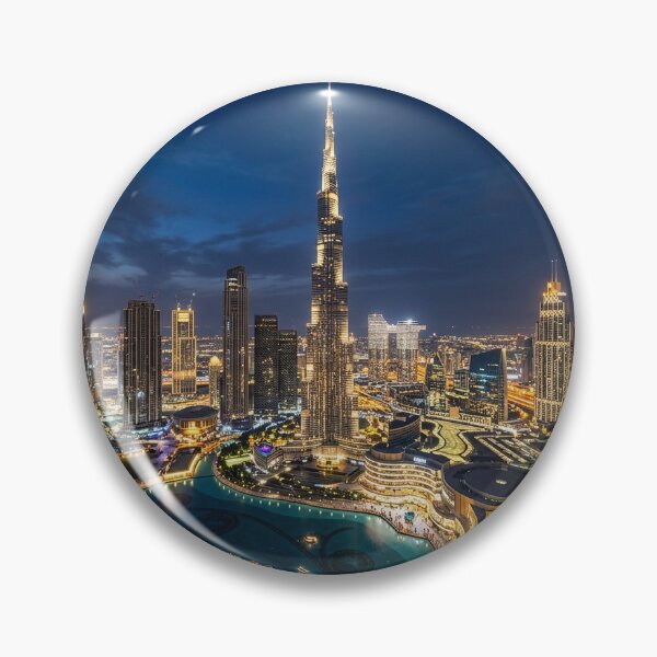 Item preview, Downtown Dubai Illuminated Night - Premium Canvas Print designed and sold by MiniBuildPrints.