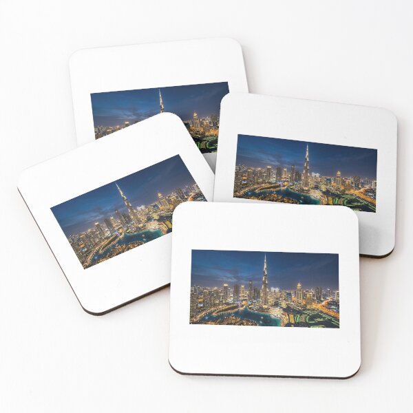 Item preview, Downtown Dubai Illuminated Night - Premium Canvas Print designed and sold by MiniBuildPrints.