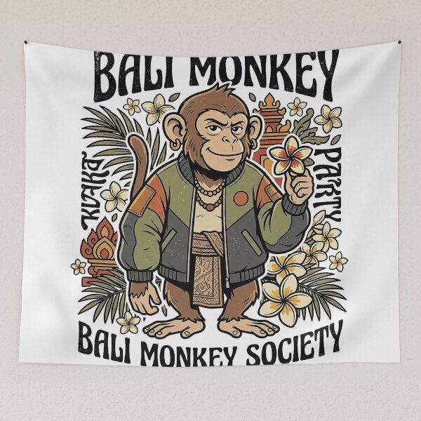 Item preview, Bali Monkey Society Tropical Island Monkey Vintage Design designed and sold by cannsuh.