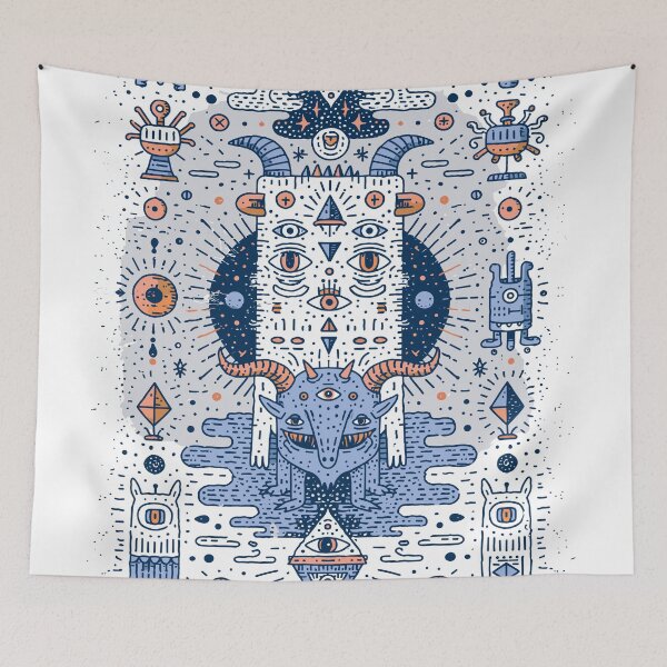 Item preview, Cosmic Horned Beast Mystic Eye Doodle Art designed and sold by Romgora.