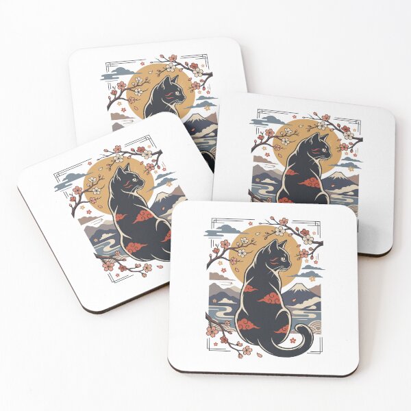 Item preview, Japanese black Cat Sunset Art Cozy Halloween gift designed and sold by Amzkao.