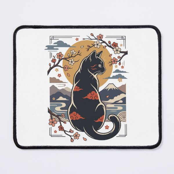 Item preview, Japanese black Cat Sunset Art Cozy Halloween gift designed and sold by Amzkao.