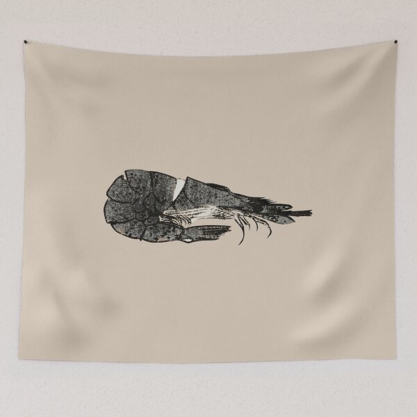 Item preview, Japanese Modern Ukiyo-e art - Shrimp - japandi, Beige designed and sold by Black Swallow.