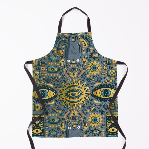 Item preview, Mystical Cats and Cosmic Eyes Pattern Art designed and sold by Romgora.