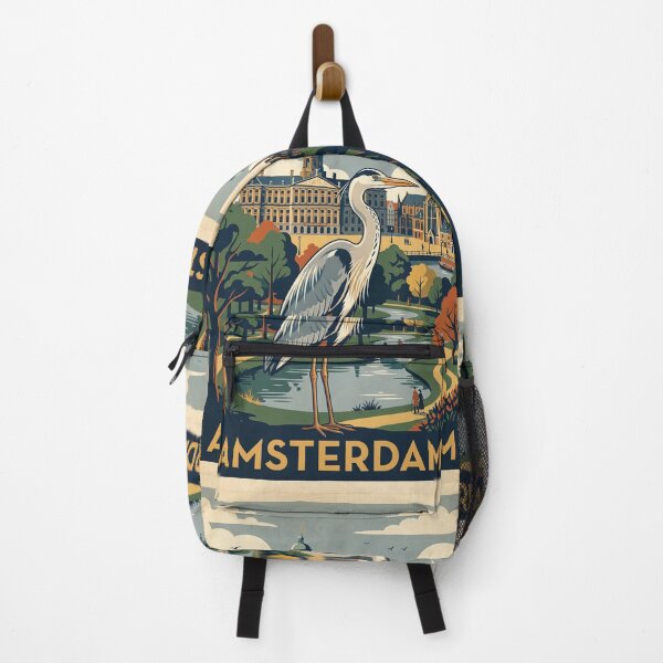 Item preview, Vintage Amsterdam Grey Heron Bird Travel Art designed and sold by ZUMERI.