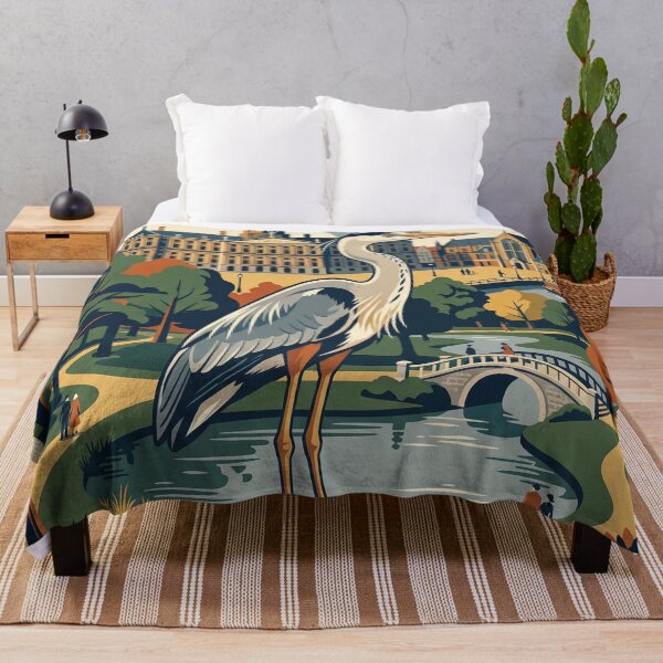 Item preview, Vintage Amsterdam Grey Heron Bird Travel Art designed and sold by ZUMERI.