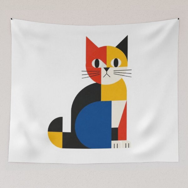 Item preview, Mondrian Style Geometric Cat Art Sticker designed and sold by Snurly.