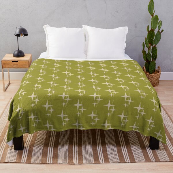 Item preview, Atomic Mid Century Modern Stars and Lines in Avocado Green and Beige designed and sold by kierkegaard.
