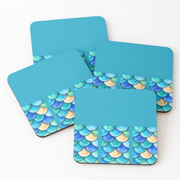 Item preview, Coastal Mermaid Scales – Hand-Painted Aqua Ocean Pattern designed and sold by annenambiro.