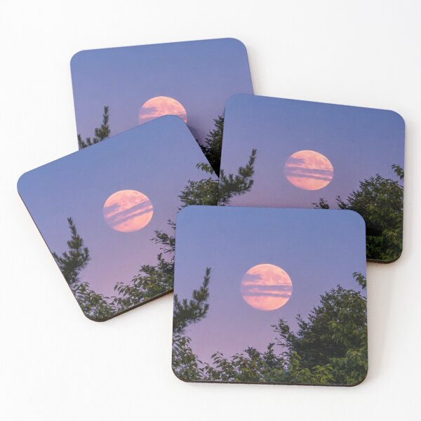 Item preview, Pink moon rising over tranquil forest designed and sold by Astute-Artio-Photography.