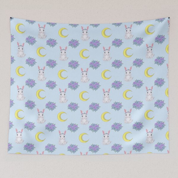 Item preview, Nova’s Moon – Floral Celestial Bunny Pattern designed and sold by Lunar Bunny - A Galaxy Of Services.