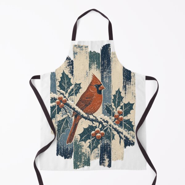 Item preview, Northern Cardinal on the Snowy Holly Wild Bird Nature Illustration designed and sold by VisualArtsOasis.