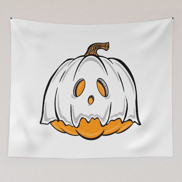 Item preview, Orange Pumpkin Ghost with white Background  designed and sold by missmann.