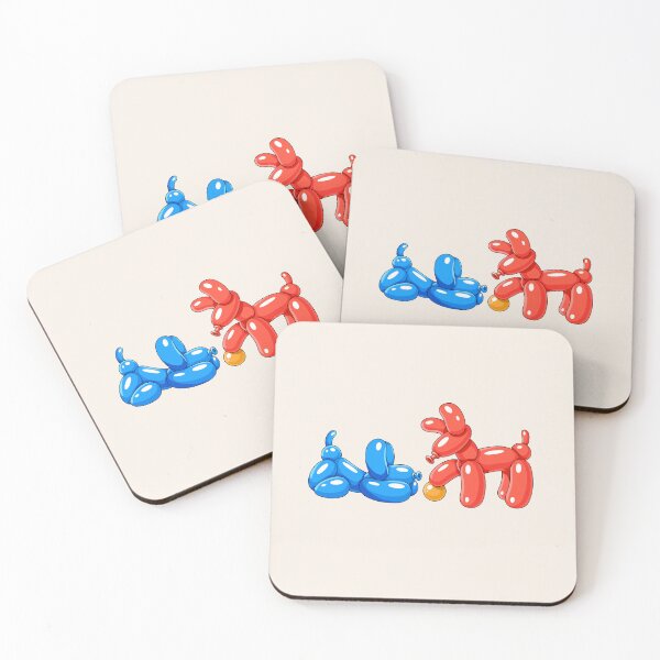 Item preview, Red & Blue Balloon Dogs with Orange Ball designed and sold by DesgnsxGifts.