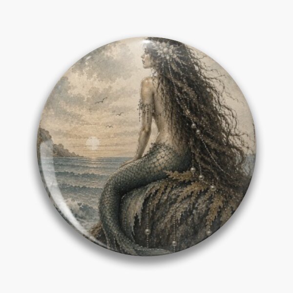 Item preview, Vintage Mermaid at Sunset | Watercolor Mermaid Art | Coastal Fantasy | Nautical Wall Art | Ocean Illustration designed and sold by Line-mood.