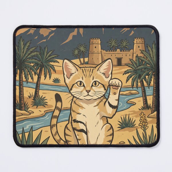 Item preview, Vintage Al Ain Sand Cat Desert Travel Art designed and sold by ZUMERI.