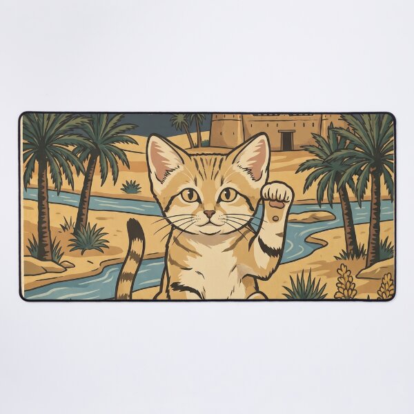 Item preview, Vintage Al Ain Sand Cat Desert Travel Art designed and sold by ZUMERI.
