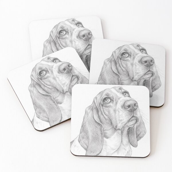Item preview, Detailed Basset Hound Pencil Sketch Portrait – Realistic Black and White Dog Fine Art designed and sold by Leon Woods Pencil Art.