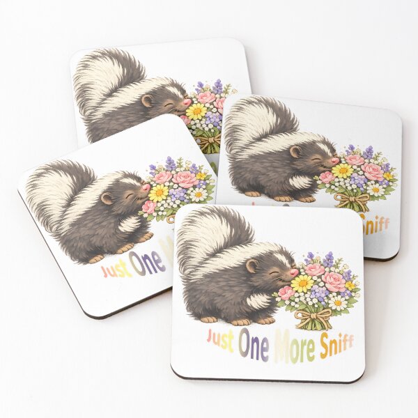 Item preview, Just One More Sniff – Cute Skunk Smelling Flowers designed and sold by Buli89.