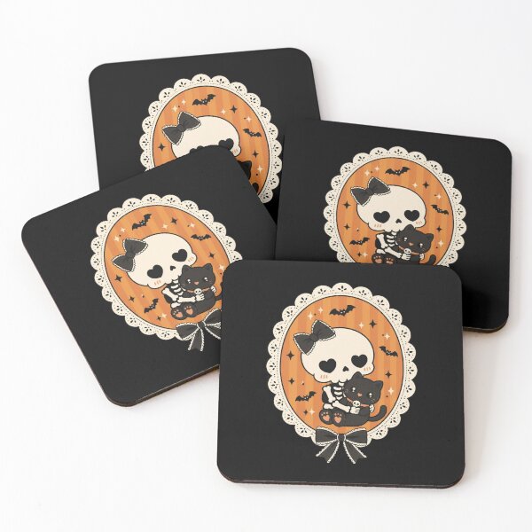 Item preview, kawaii Halloween Black Cat & Skeleton bow gift designed and sold by Amzkao.