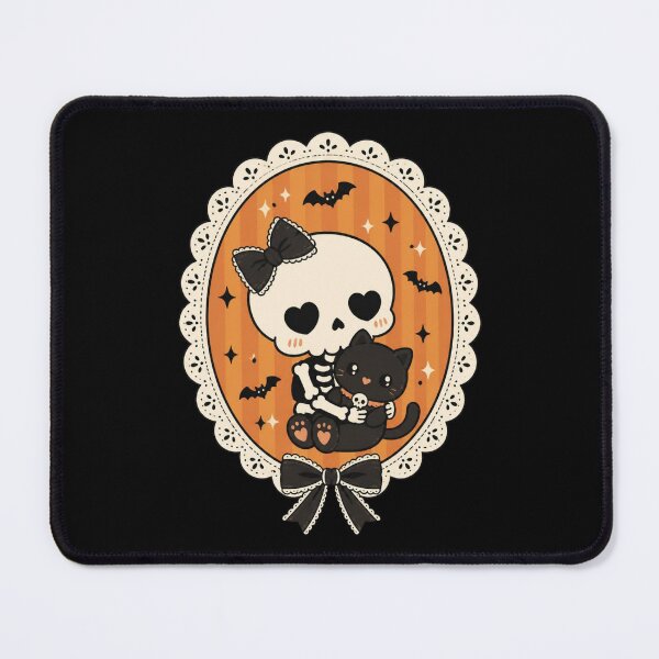 Item preview, kawaii Halloween Black Cat & Skeleton bow gift designed and sold by Amzkao.