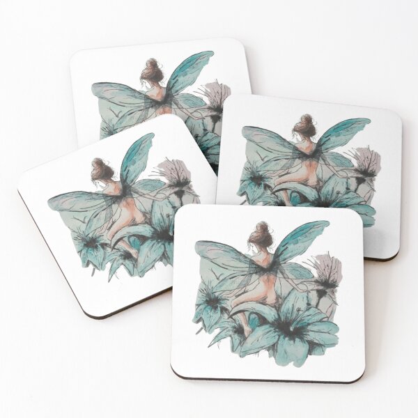 Item preview, Blue Winged Fairy Sitting Among Delicate Flowers designed and sold by EmptyForest.