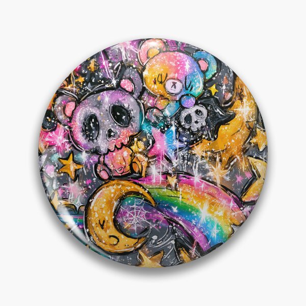 Item preview, Kawaii Cosmic Bears & Skulls Pattern - Rainbow Galaxy Space Print Design designed and sold by Nine Lives Studio.