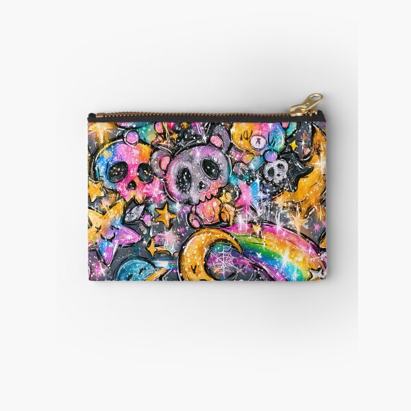 Item preview, Kawaii Cosmic Bears & Skulls Pattern - Rainbow Galaxy Space Print Design designed and sold by Nine Lives Studio.