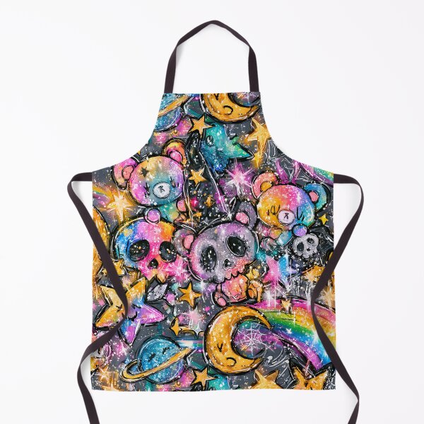 Item preview, Kawaii Cosmic Bears & Skulls Pattern - Rainbow Galaxy Space Print Design designed and sold by Nine Lives Studio.