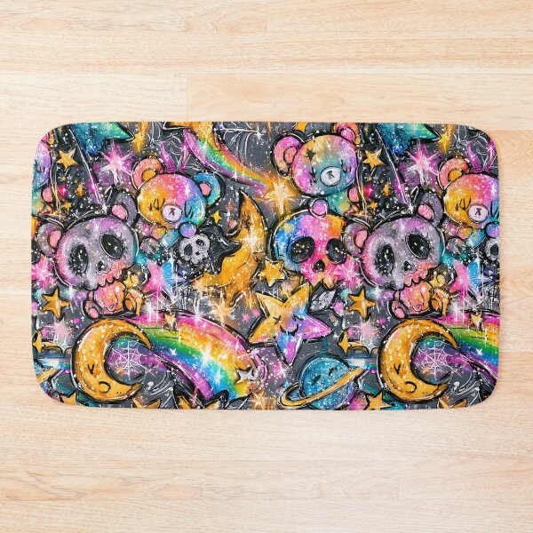 Item preview, Kawaii Cosmic Bears & Skulls Pattern - Rainbow Galaxy Space Print Design designed and sold by Yoruhara.
