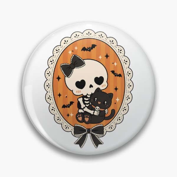 Item preview, kawaii Halloween Black Cat & Skeleton bow gift designed and sold by Amzkao.
