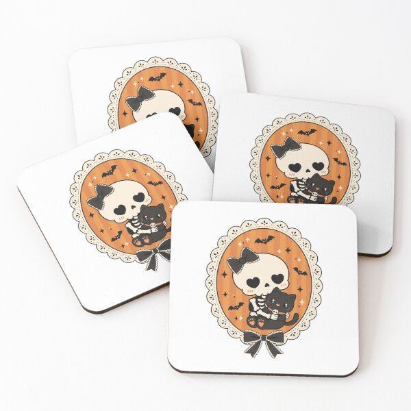 Item preview, kawaii Halloween Black Cat & Skeleton bow gift designed and sold by Amzkao.