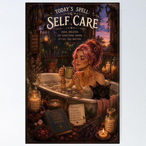 Item preview, Witchy Self Care Halloween Cozy Bath Cat Lover Magical Wellness Gift designed and sold by OlgaLuna_design.
