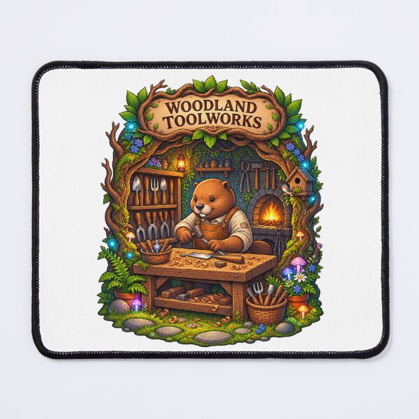 Item preview, Woodland Toolworks | Bear Woodworker | Enchanted Forest Workshop designed and sold by MrDev.