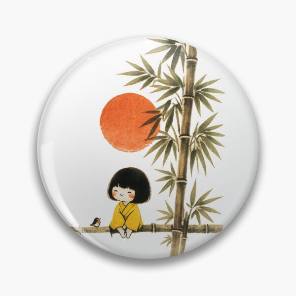 Item preview, Cute Japanese Girl Bamboo Sun Minimalist Art designed and sold by SK ArtNest.