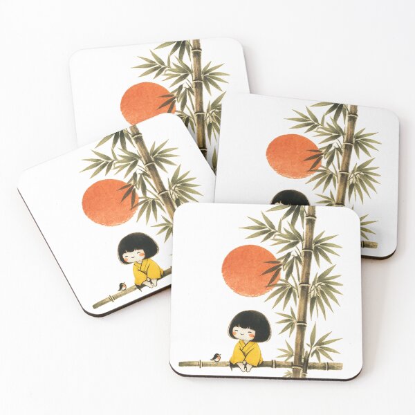 Item preview, Cute Japanese Girl Bamboo Sun Minimalist Art designed and sold by SK ArtNest.