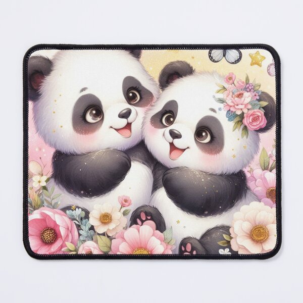 Item preview, Playful Panda Pair in a Pastel Flower Garden designed and sold by J-CCreations.