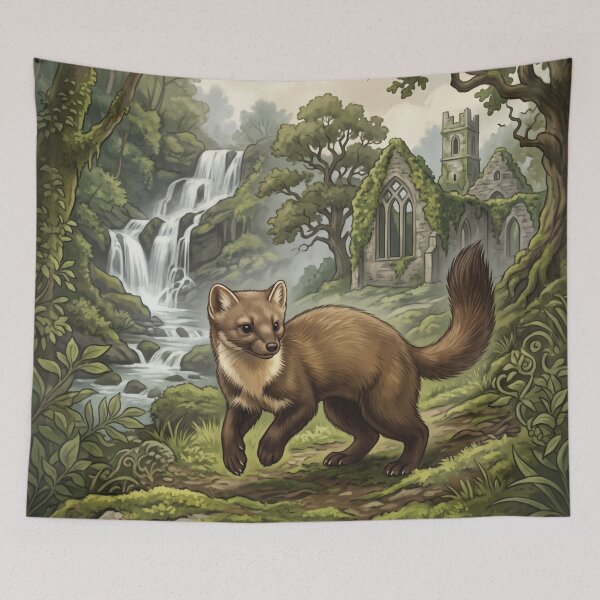 Item preview, Vintage Ring of Kerry Pine Marten Ireland Travel Art designed and sold by ZUMERI.