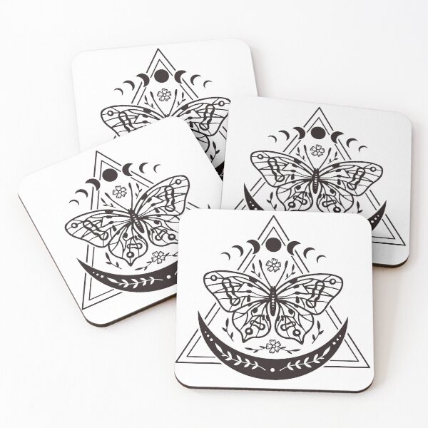 Item preview, Cosmic Butterfly Sacred Geometry Minimalist Line Art designed and sold by EleFile.