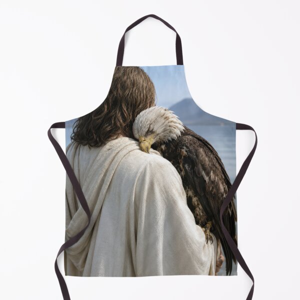 Item preview, Jesus Holding a Bald Eagle by a Mountain Lake designed and sold by Maria Dryfhout.