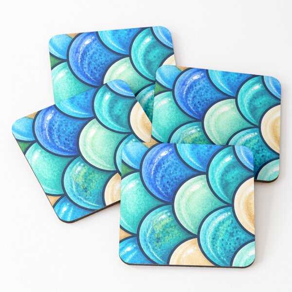 Item preview, Aqua Ocean Scales – Turquoise Sea Bed Pattern designed and sold by annenambiro.