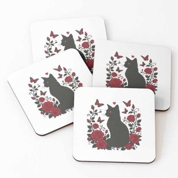 Item preview, kawaii Halloween Black Cat Red Roses butterfly gift designed and sold by Amzkao.
