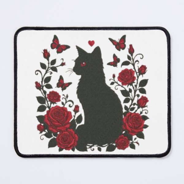 Item preview, kawaii Halloween Black Cat Red Roses butterfly gift designed and sold by Amzkao.