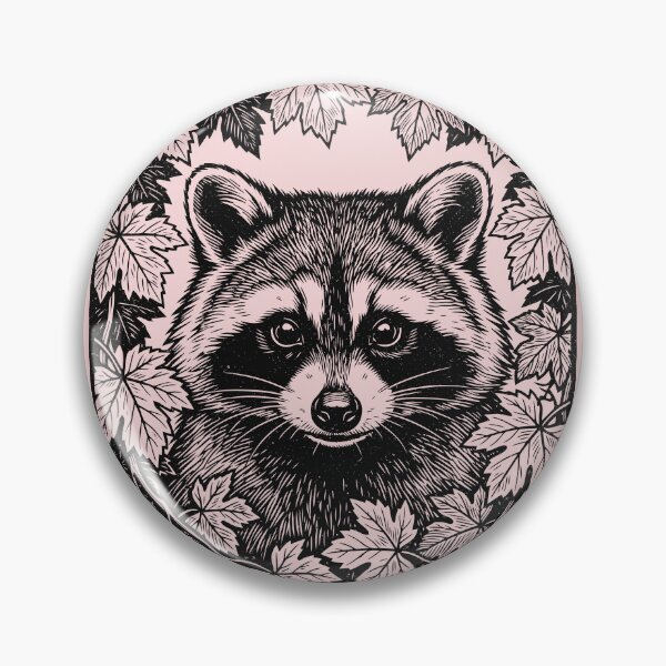 Item preview, Raccoon Vine Leaves Forest Animal Rustic Linocut  designed and sold by Y-Vibes.