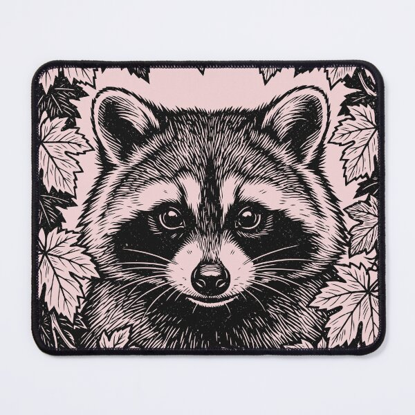 Item preview, Raccoon Vine Leaves Forest Animal Rustic Linocut  designed and sold by Y-Vibes.