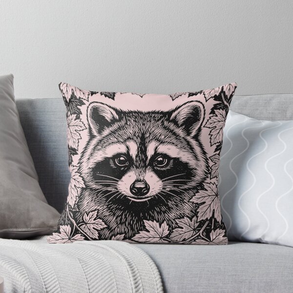 Item preview, Raccoon Vine Leaves Forest Animal Rustic Linocut  designed and sold by Y-Vibes.